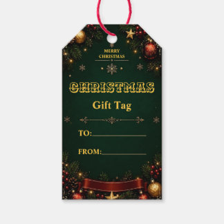 Etiqueta de regalo de fiesta de Navidad en verde d