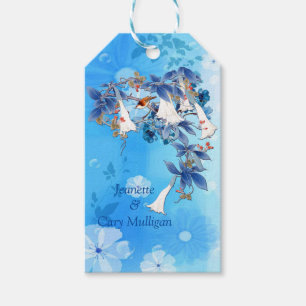 Etiqueta de regalo de flor de la luna de color bla