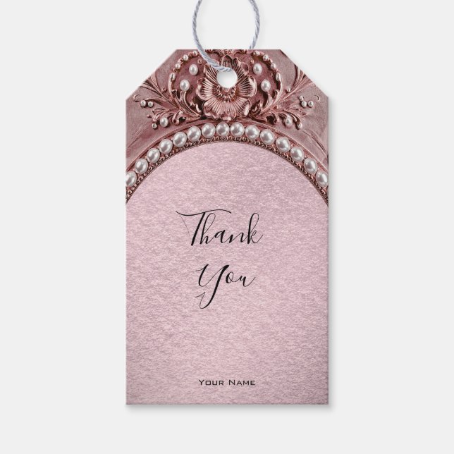 Etiqueta de regalo de flor rosa (Anverso)