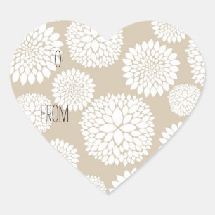 Etiqueta de regalo de flores blancas crema