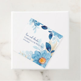 Etiqueta de regalo de flores de margarita azul