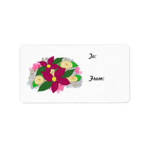 Etiqueta de regalo de flores de Navidad