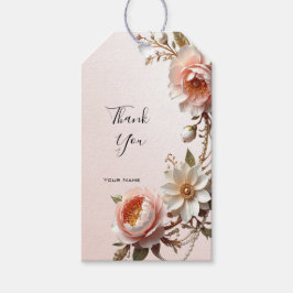 Etiqueta de regalo de flores decorativas rosadas y