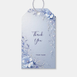 Etiqueta de regalo de flores ornamentadas azules c