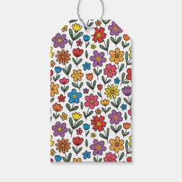 Etiqueta de regalo de flores primaverales colorida