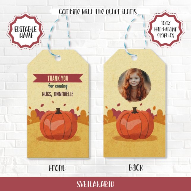 Etiqueta de regalo de foto de niño de calabaza de  (Subido por el creador)
