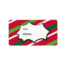 Etiqueta de regalo de franja de navidad