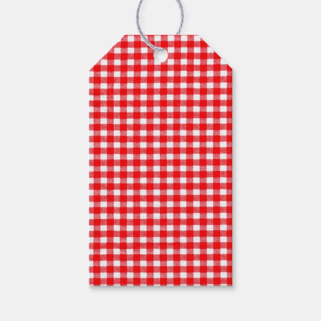 Etiqueta de regalo de Gingham roja (Anverso)