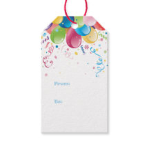Etiqueta de regalo de globos fiestas