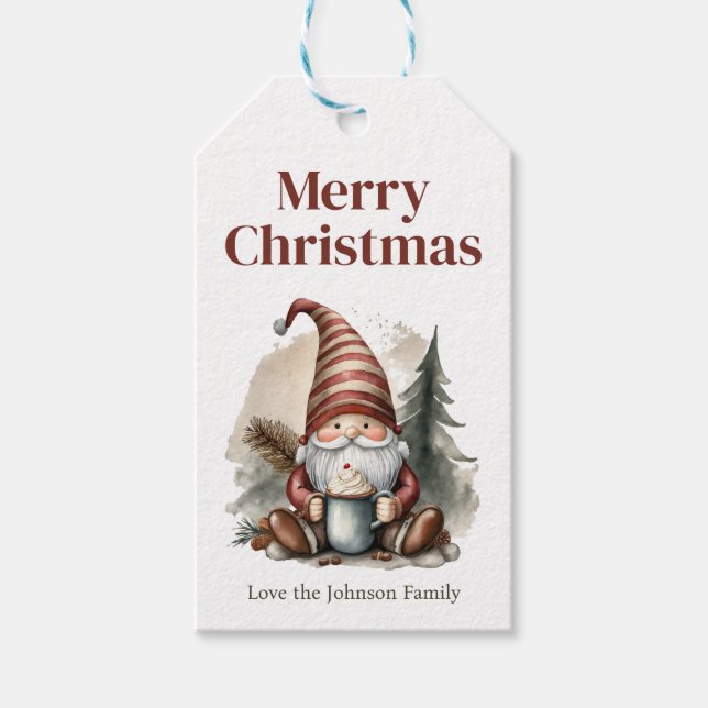 etiqueta de regalo de Gnome navidades (Anverso)