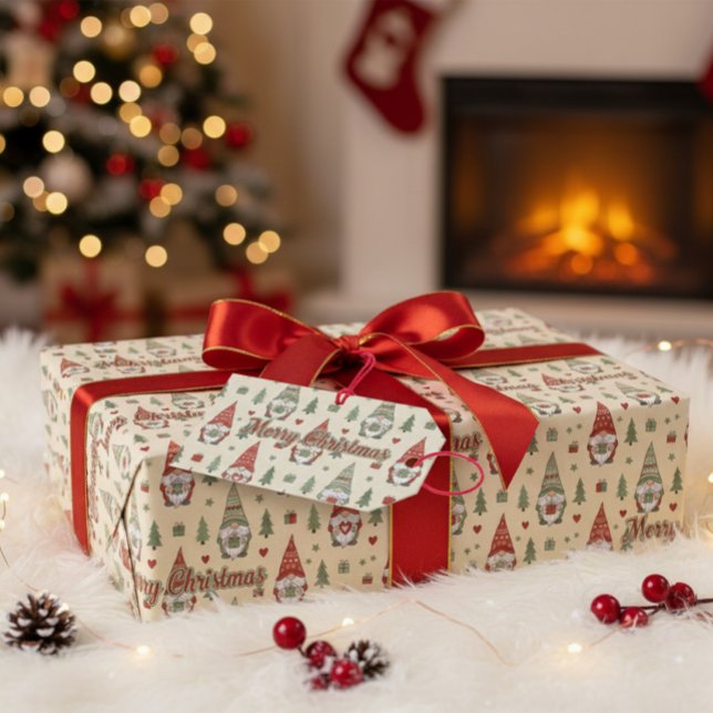 Etiqueta de regalo de gnomo de Navidad adorable (Subido por el creador)