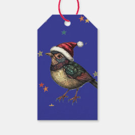 ETIQUETA DE REGALO DE GORRIÓN DE NAVIDAD