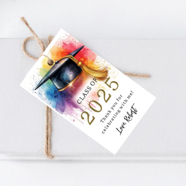 Etiqueta de regalo de graduación con acuarela Clas (Subido por el creador)