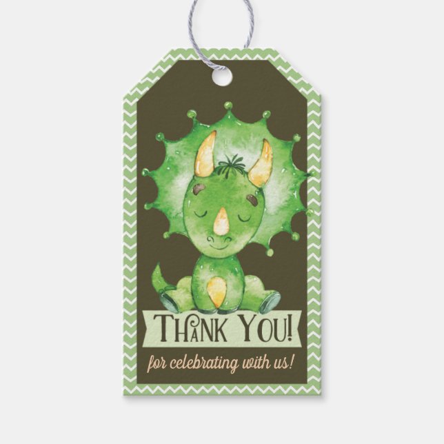Etiqueta de regalo de Green Dinosaur Baby Shower (Anverso)