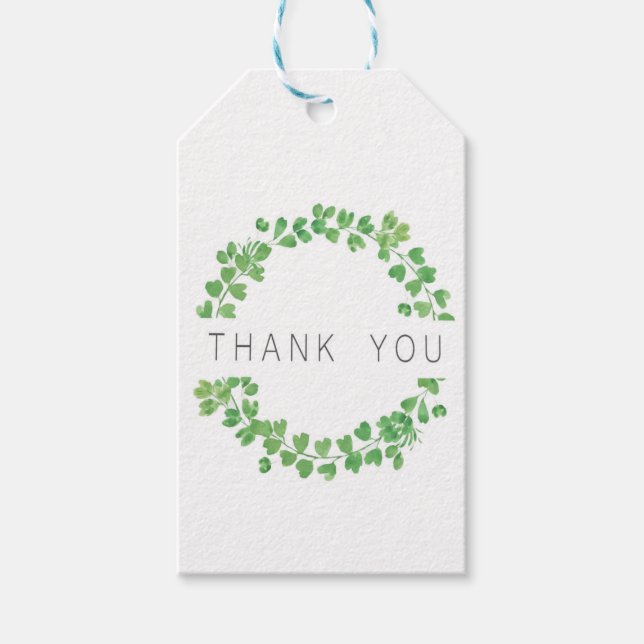 Etiqueta de regalo de Green Thank You para Boda Ba (Anverso)