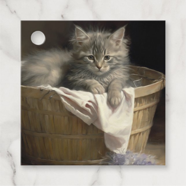 Etiqueta De Regalo De Gris Gray Kitten Para Lavar  (Anverso)