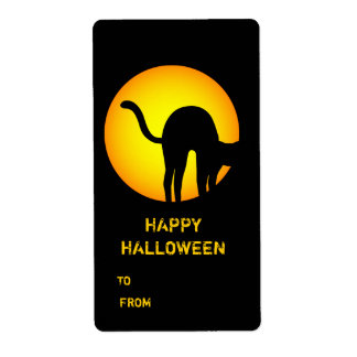 Etiqueta de regalo de Halloween Black Cat Happy Ha