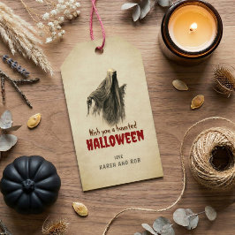 Etiqueta de regalo de Halloween de fantasma vintag