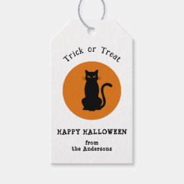 Etiqueta de regalo de Halloween de gato negro para