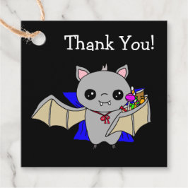 Etiqueta de regalo de Halloween, murciélago sosten