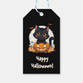 Etiqueta de regalo de Halloween para gato negro li