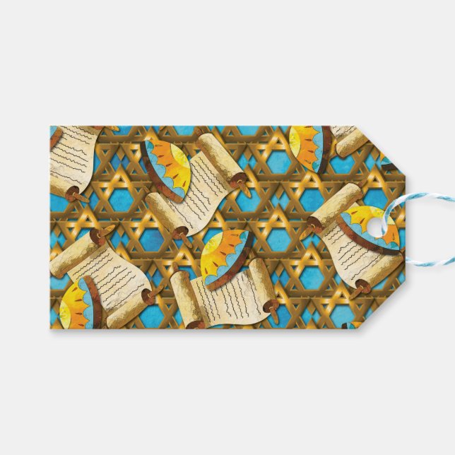 Etiqueta de regalo de Hanukkah (Frente (Horizontal))