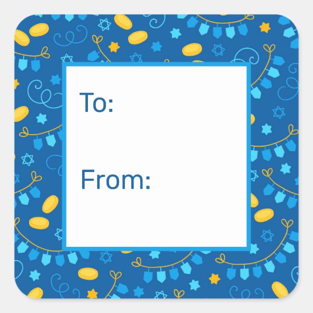 Etiqueta de regalo de Hanukkah Dreidels (Anverso)