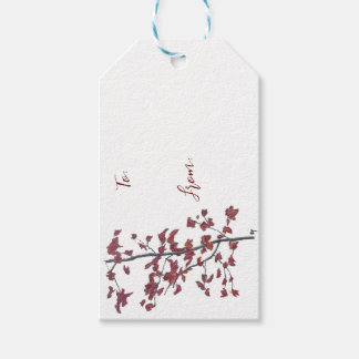 Etiqueta de regalo de hoja roja