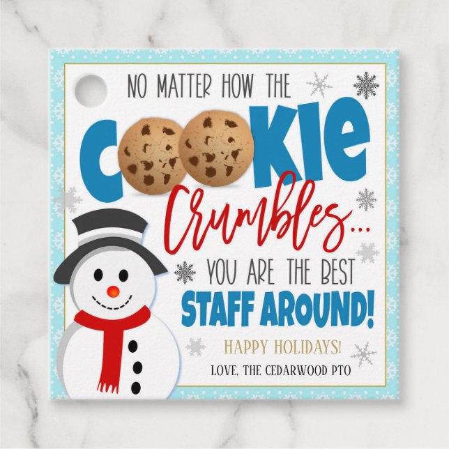 Etiqueta de regalo de Holiday Cookie Gracias (Anverso)