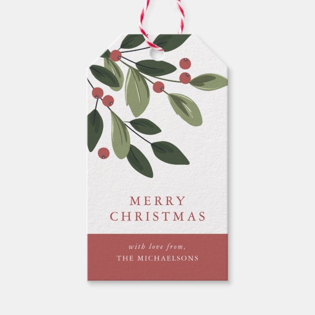 Etiqueta de regalo de Holiday Holly (Anverso)