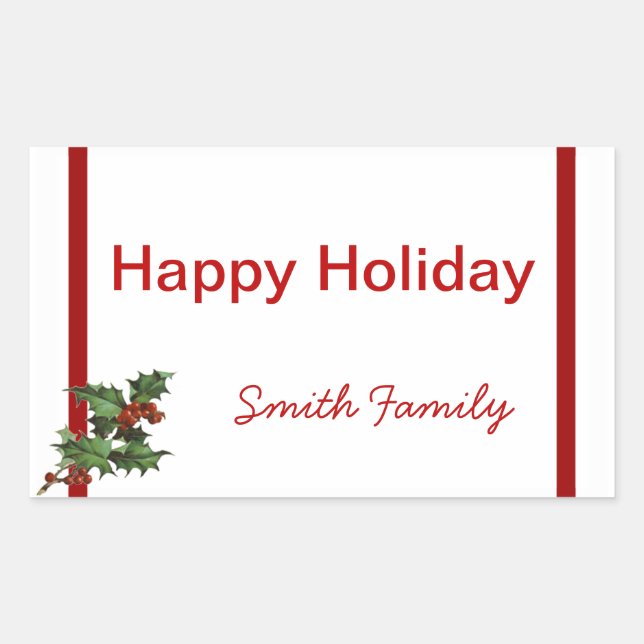 Etiqueta de regalo de Holly para navidades con nom (Anverso)