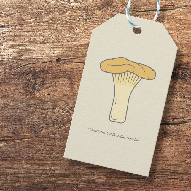 Etiqueta de regalo de hongos de la Chanterelle bot (Botanical Chanterelle Mushroom Gift Tag)
