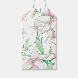 Etiqueta de regalo de Ilustración Lilies Blancos
