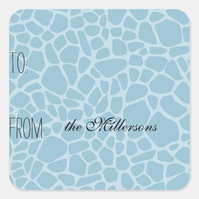 Etiqueta de regalo de impresión de jirafa azul (Anverso)