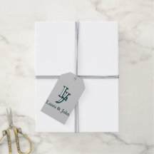 Etiqueta de regalo de iniciales y nombres de parej