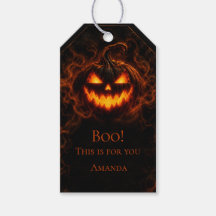 Etiqueta de regalo de Jack-O'-Lantern de Halloween