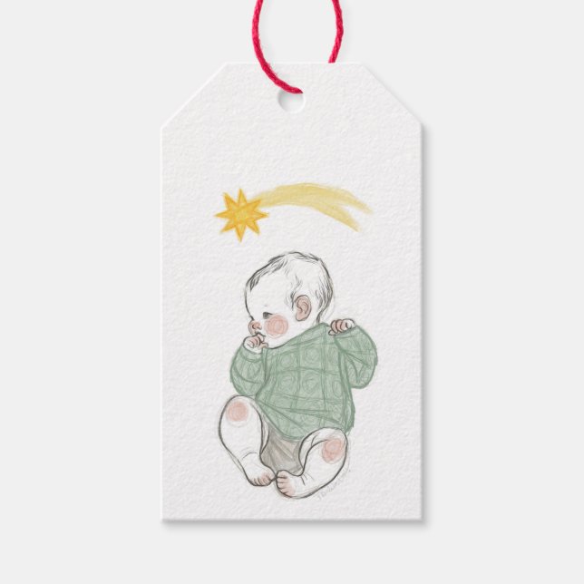 etiqueta de regalo de Jesús bebé (Anverso)