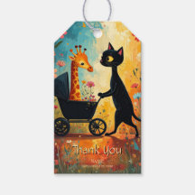 Etiqueta De Regalo De Jirafa De Gato Bonito