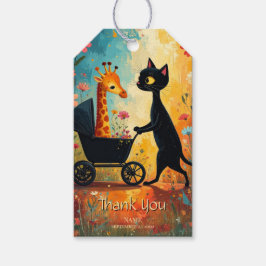 Etiqueta De Regalo De Jirafa De Gato Bonito