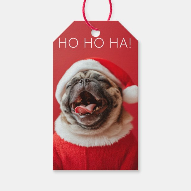 Etiqueta de regalo de Jolly Pug (Anverso)