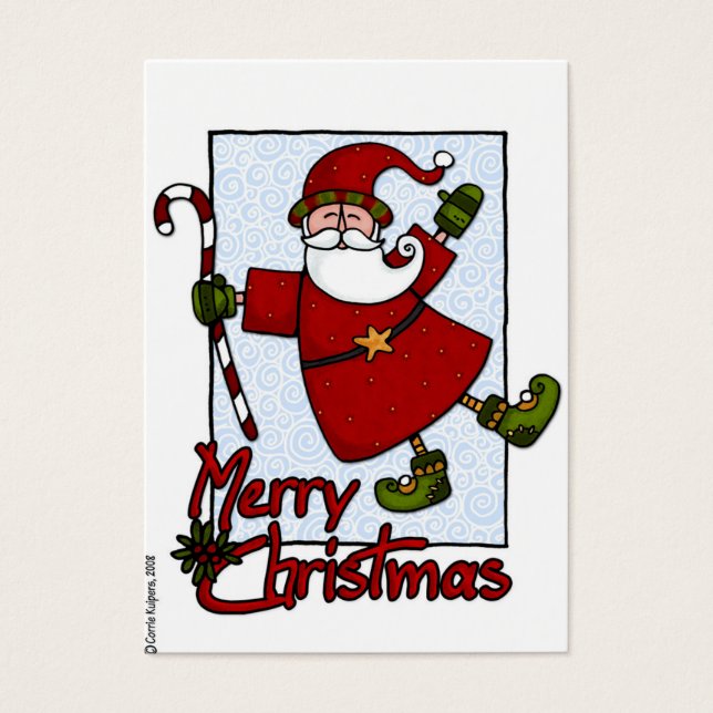 etiqueta de regalo de jolly santa (Frente)