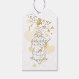 Etiqueta de regalo de la boda gris amarilla