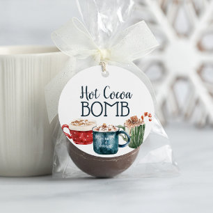 Etiqueta de regalo de la bomba de chocolate calien