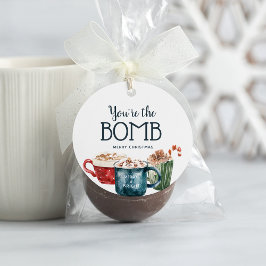 Etiqueta de regalo de la bomba de chocolate calien