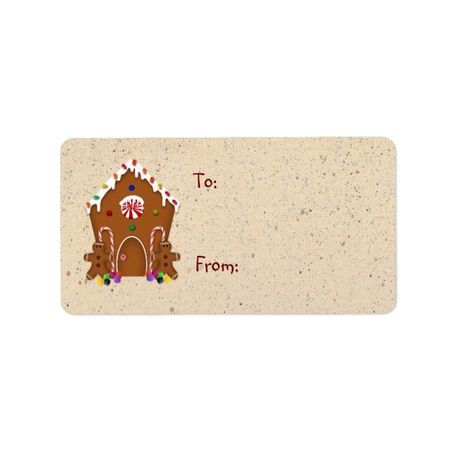 Etiqueta de regalo de la casa de Gingerbread (Frente)
