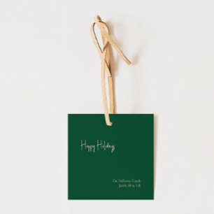 Etiqueta de regalo de la familia Green Square Happ