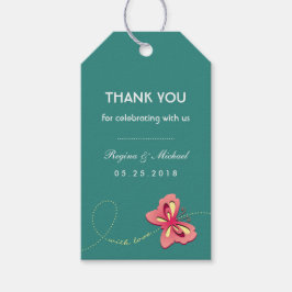 Etiqueta de regalo de la fiesta de la mariposa azu