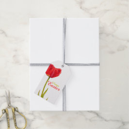 Etiqueta de regalo de la flor de tulipano rojo de