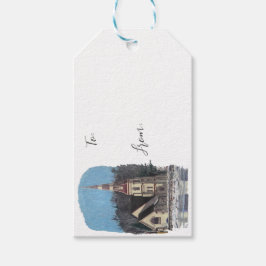 Etiqueta de regalo de la iglesia de invierno de Nu