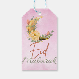 Etiqueta de regalo de la luna floral Eid Mubarak E